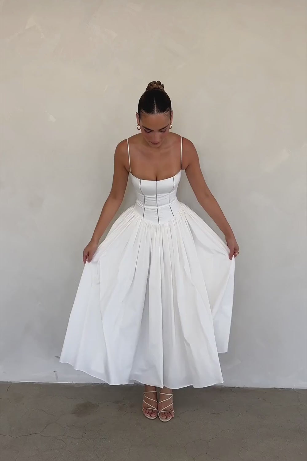 Margaret White Cotton Midi Sundress - Image 4