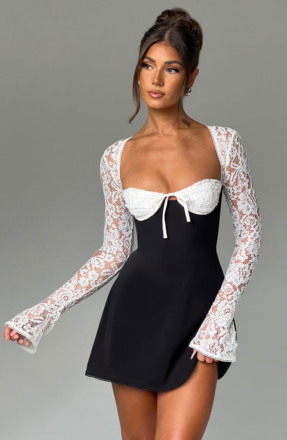 Jacinta Mini Dress - Black/White - Image 6