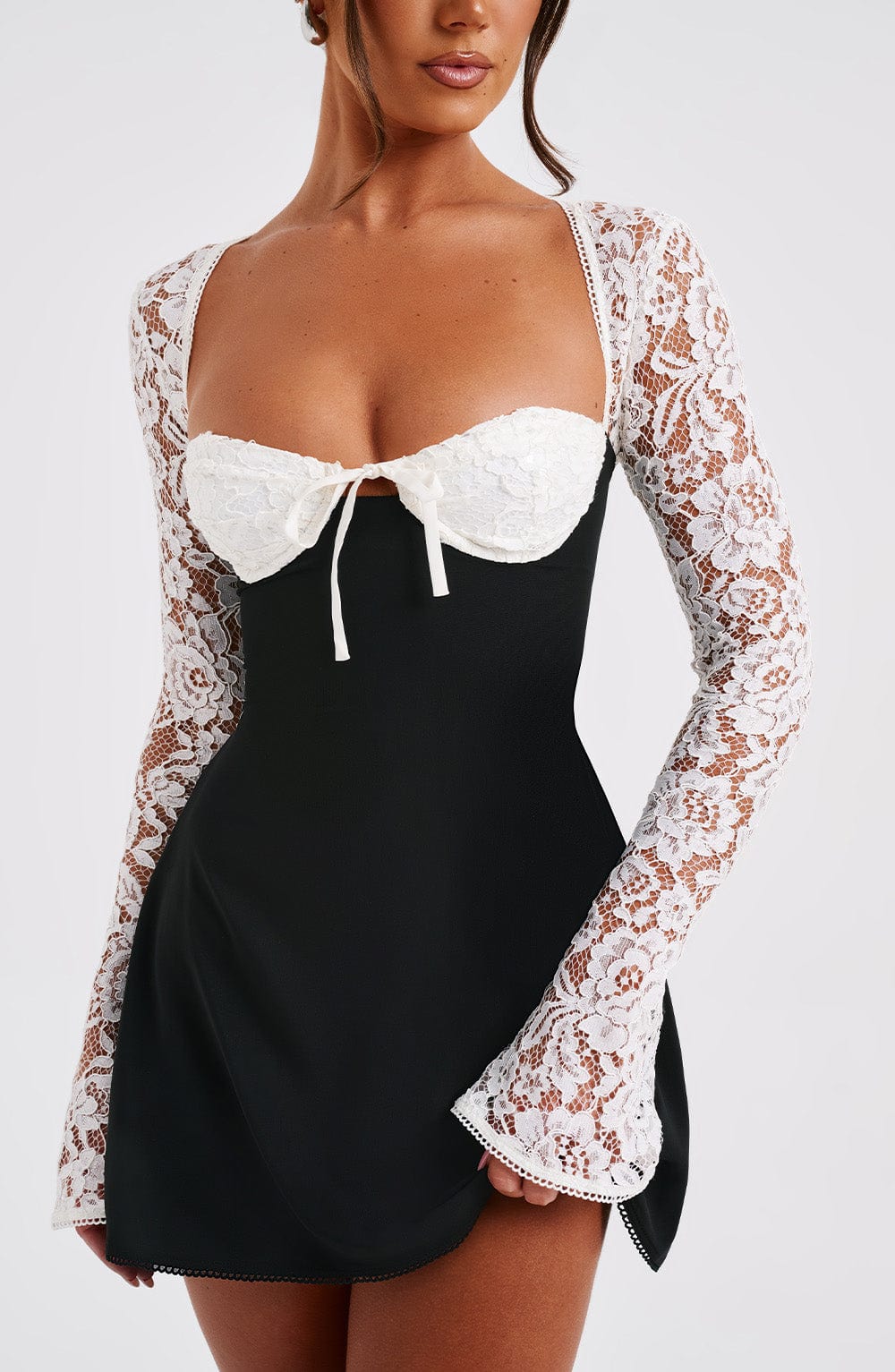 Jacinta Mini Dress - Black/White - Image 7
