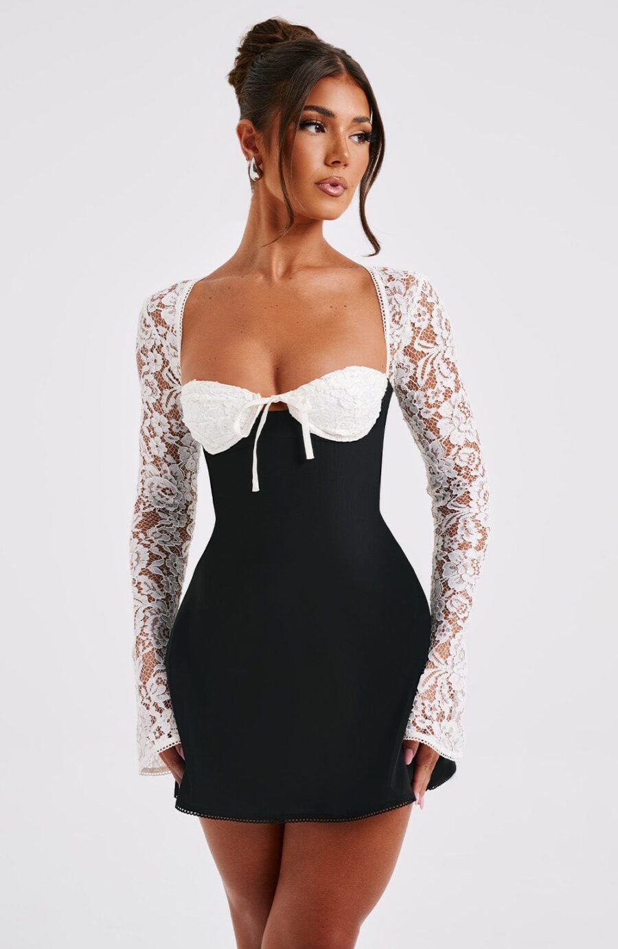 Jacinta Mini Dress - Black/White - Image 3