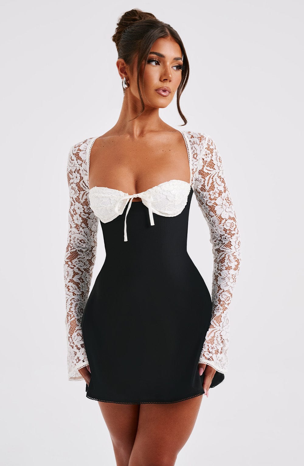 Jacinta Mini Dress - Black/White - Image 3