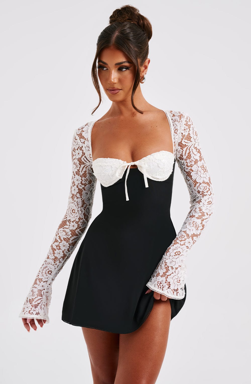 Jacinta Mini Dress - Black/White - Image 10
