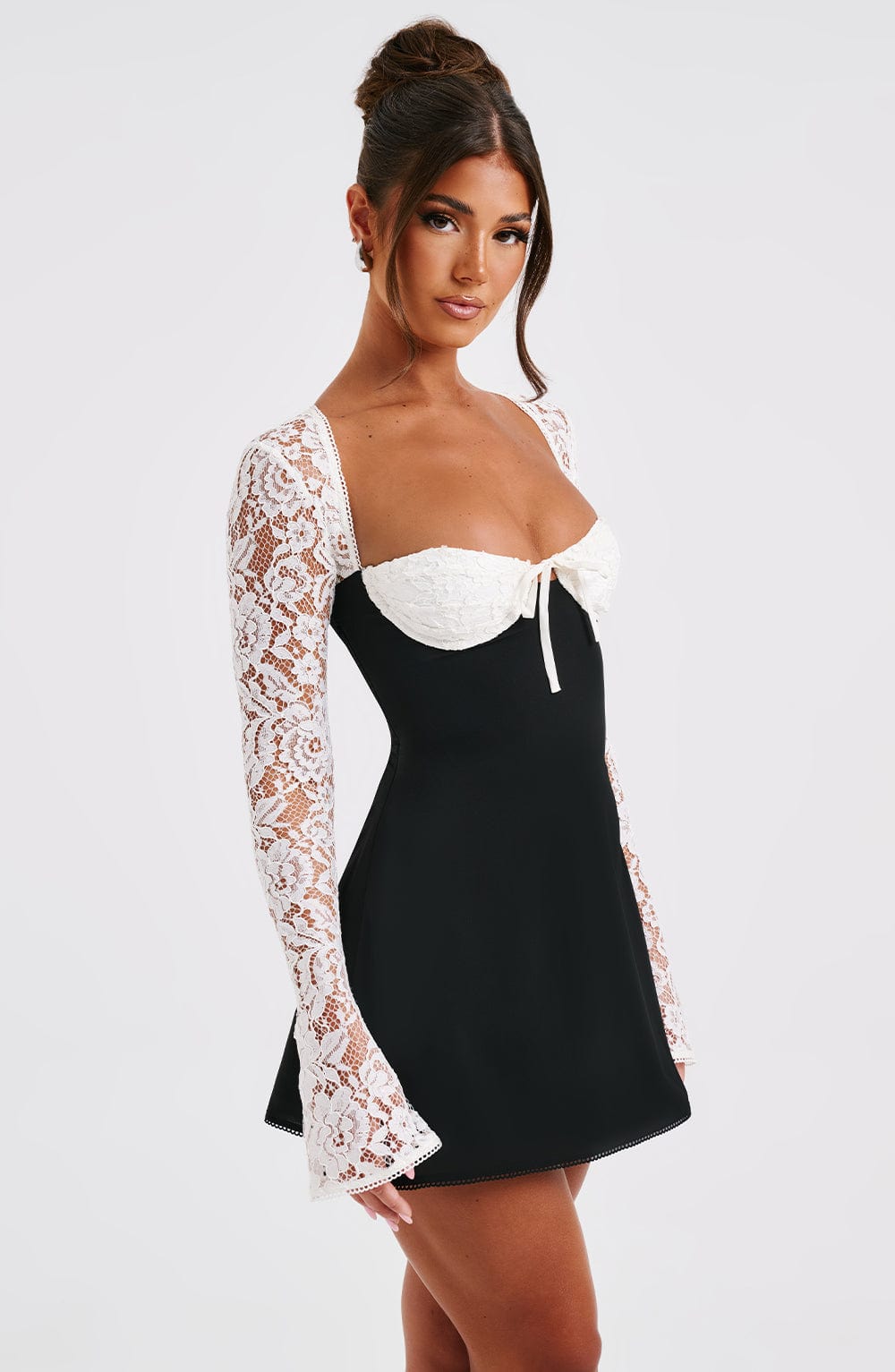 Jacinta Mini Dress - Black/White - Image 2