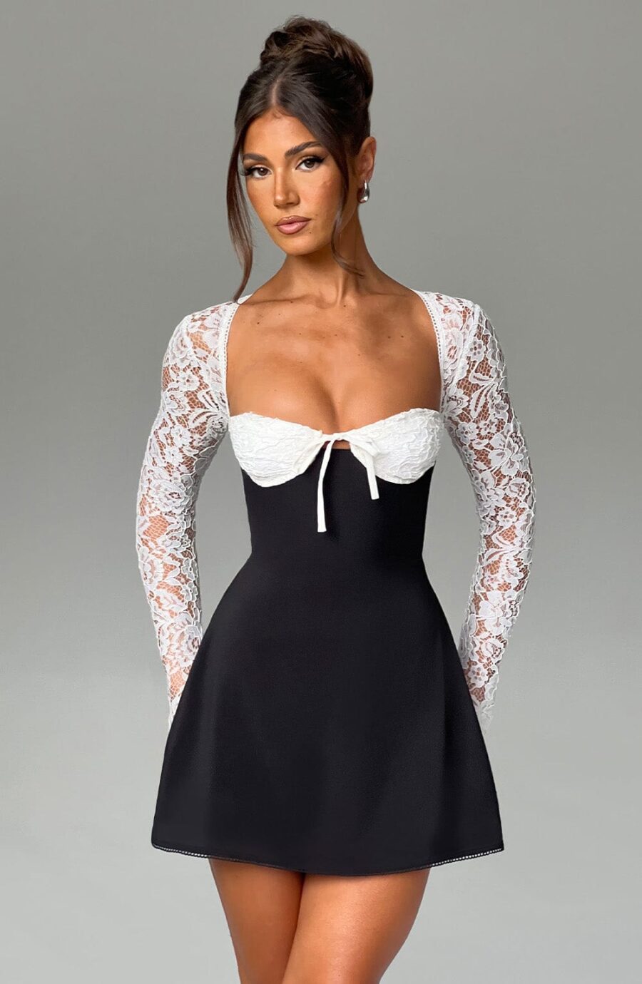 Jacinta Mini Dress - Black/White - Image 5