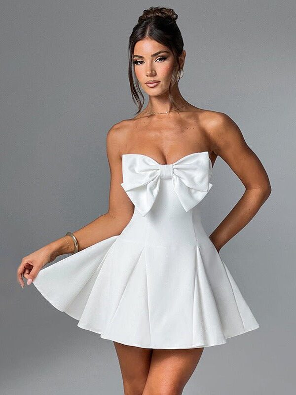 Malia Strapless Bow Mini Dress