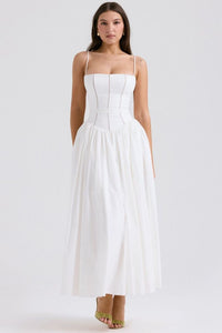 Margaret White Cotton Midi Sundress - Image 9