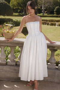 Margaret White Cotton Midi Sundress - Image 7