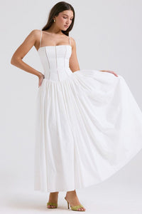 Margaret White Cotton Midi Sundress - Image 8
