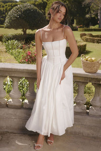 Margaret White Cotton Midi Sundress - Image 10