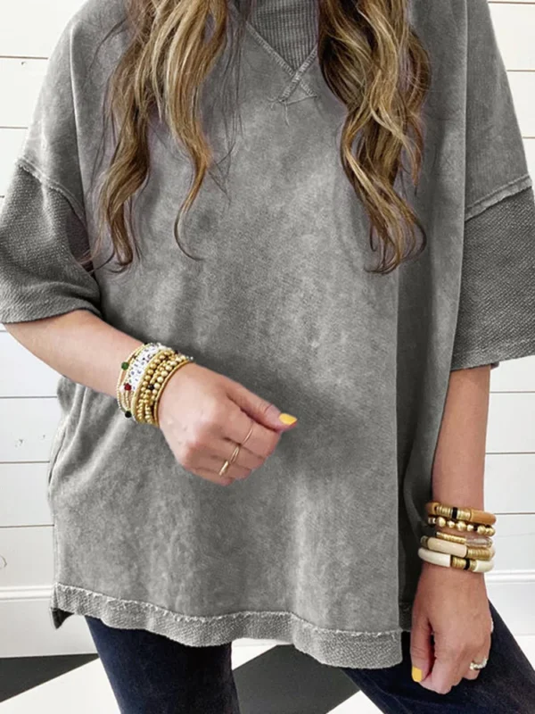 Orchid Petal Mineral Wash Exposed Seam Drop Shoulder Oversized Tee