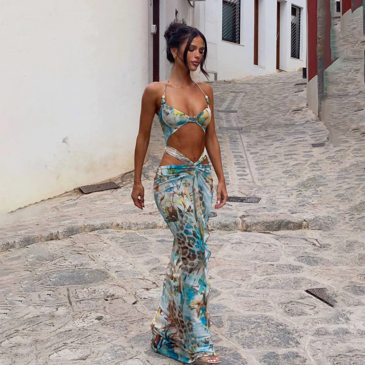 Tropic Mirage Bikini & Mesh Skirt Set