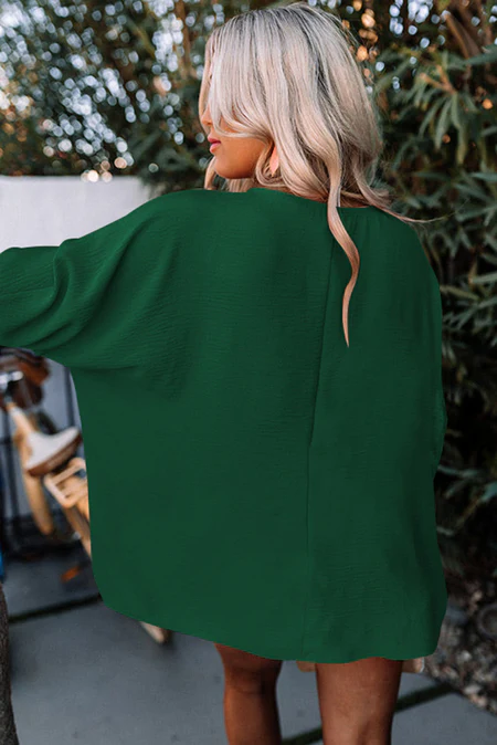 White Plain & Casual Shirred Cuffs Half Sleeve Top - Image 8