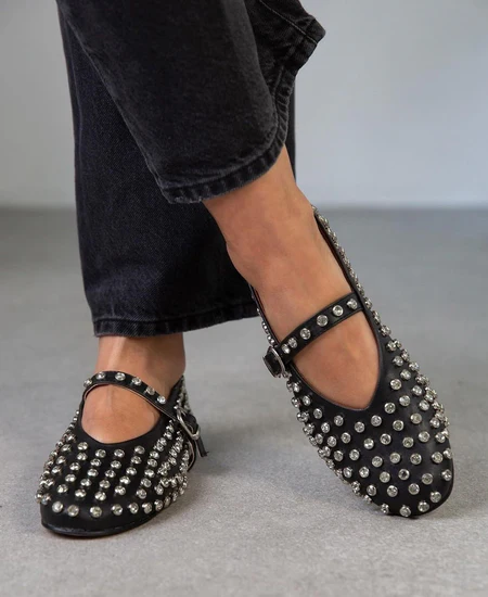 Aiden Paris Crystal Studded Ballet Flats - Image 3