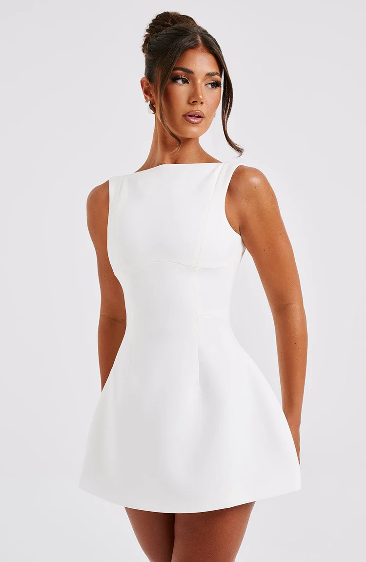 Aria Mini Dress - Ivory - Image 4