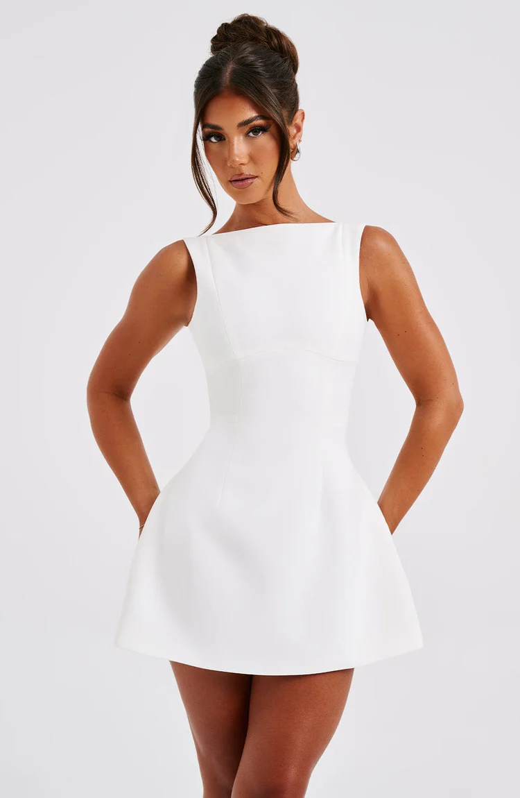 Aria Mini Dress - Ivory - Image 3