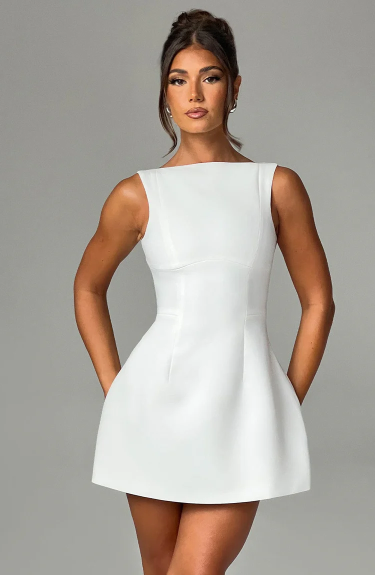 Aria Mini Dress - Ivory - Image 7
