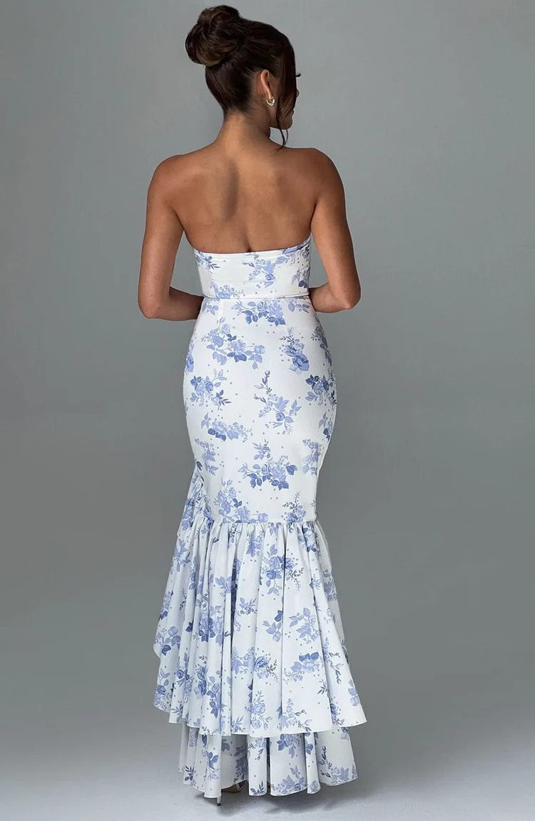 Angelina Maxi Dress - Blue Floral Print - Image 5
