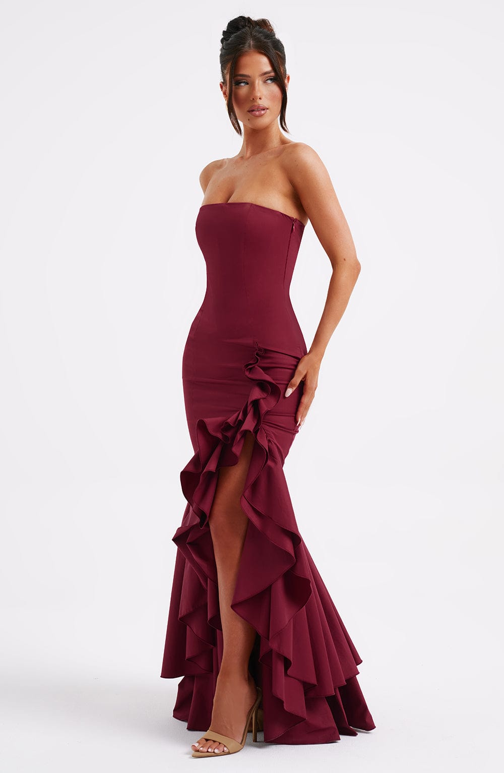 Angelina Maxi Dress - Burgundy - Image 3