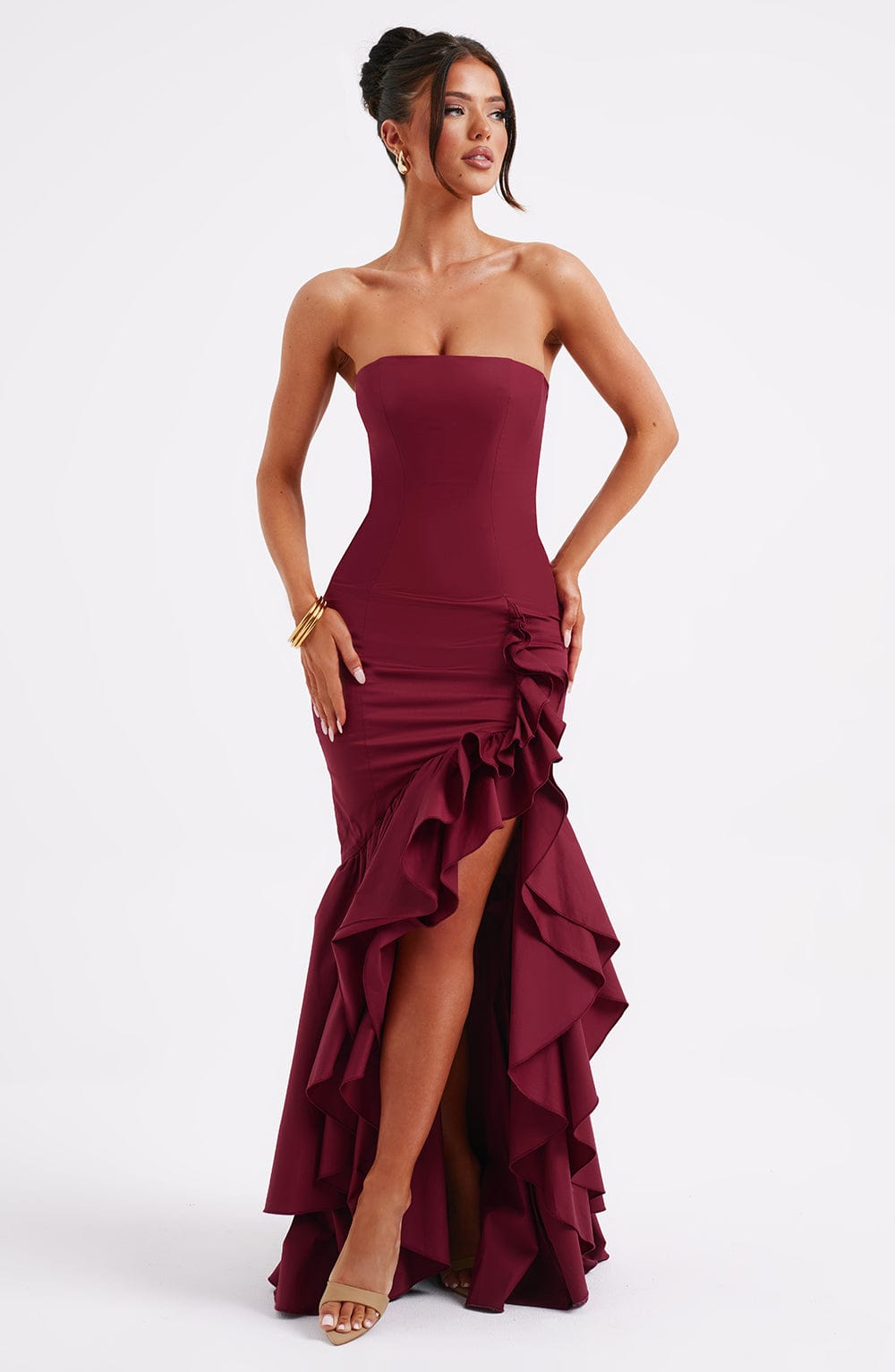 Angelina Maxi Dress - Burgundy - Image 4