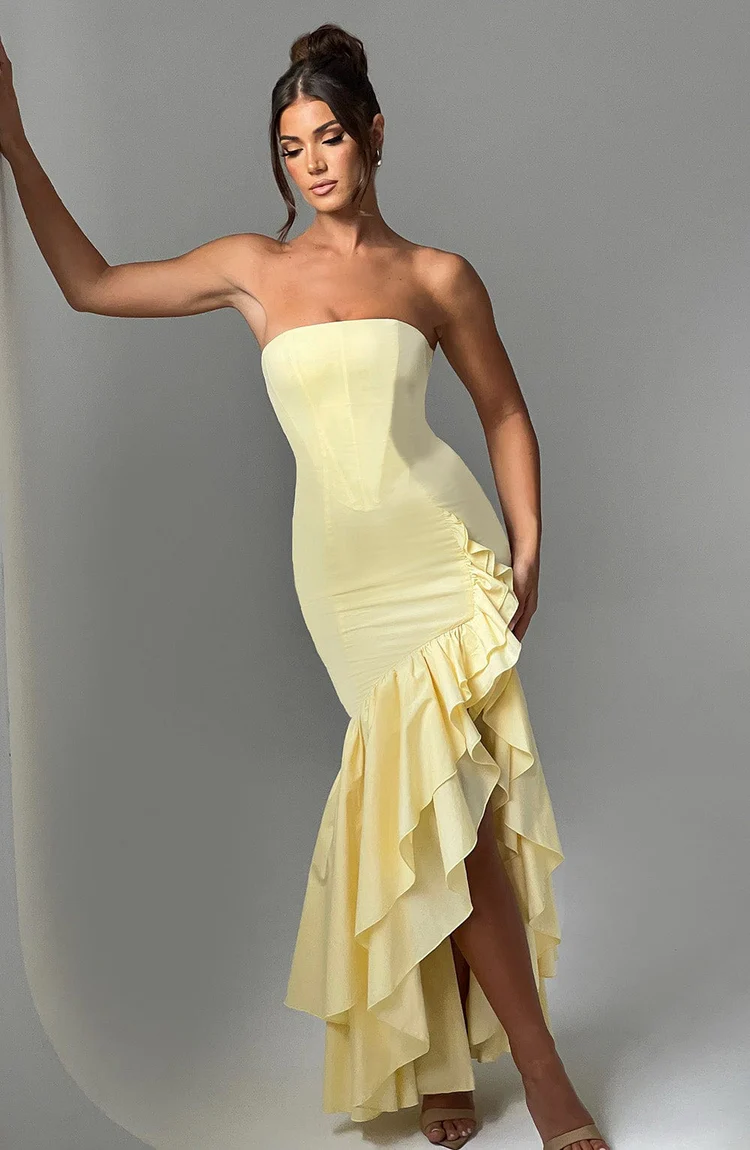 Angelina Maxi Dress - Lemon - Image 5