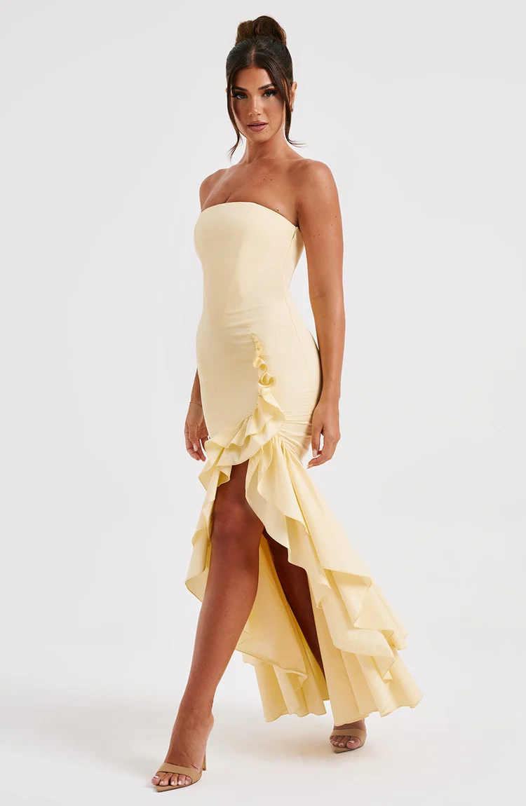 Angelina Maxi Dress - Lemon - Image 2