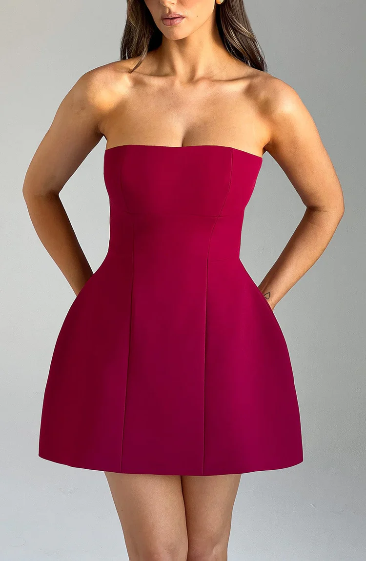Asha Mini Dress - Wine - Image 2