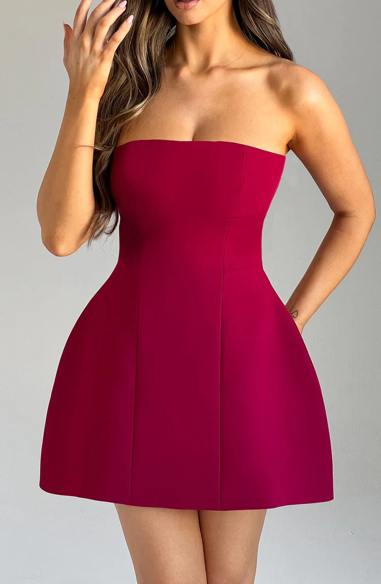 Asha Mini Dress - Wine - Image 6