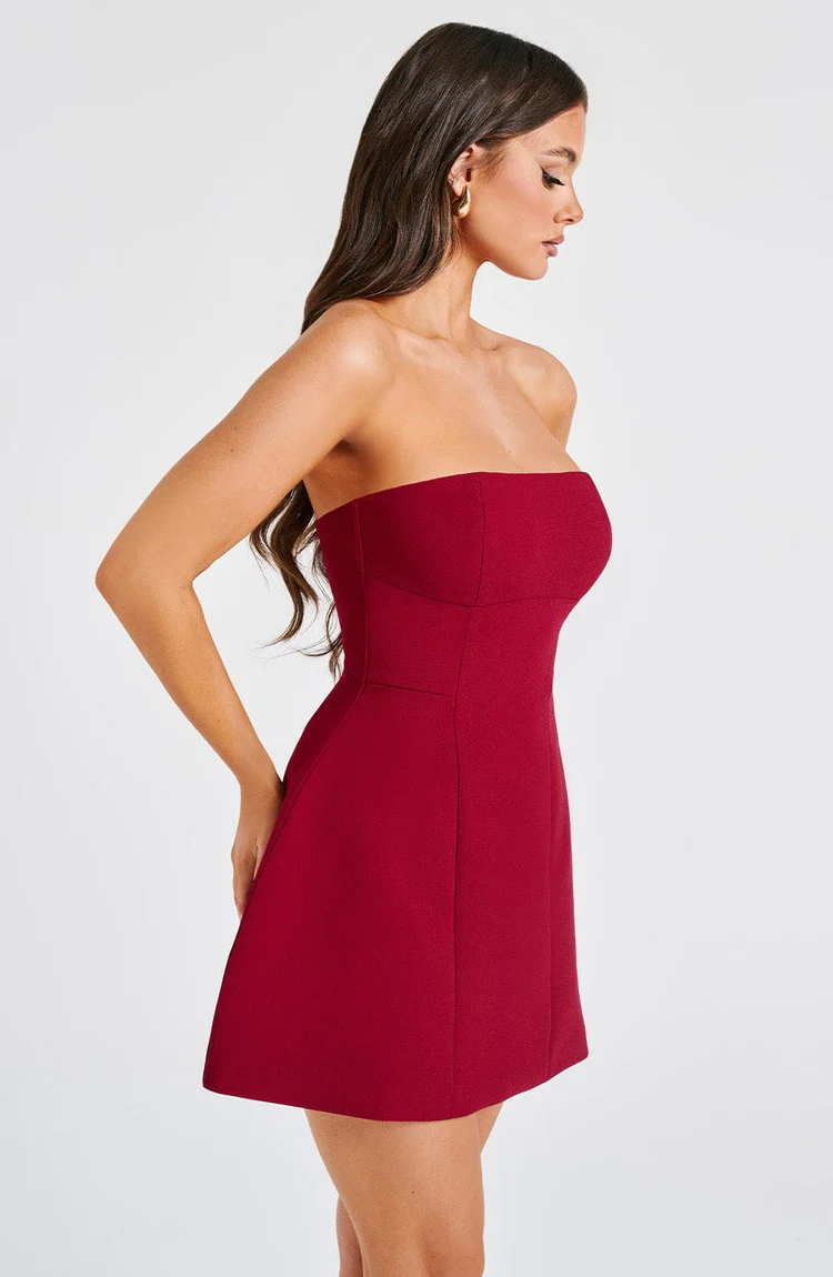Asha Mini Dress - Wine - Image 4