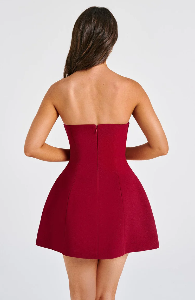 Asha Mini Dress - Wine - Image 5