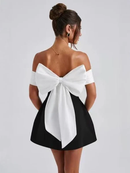 Camille Off-Shoulder Bow Back Dress - Image 3