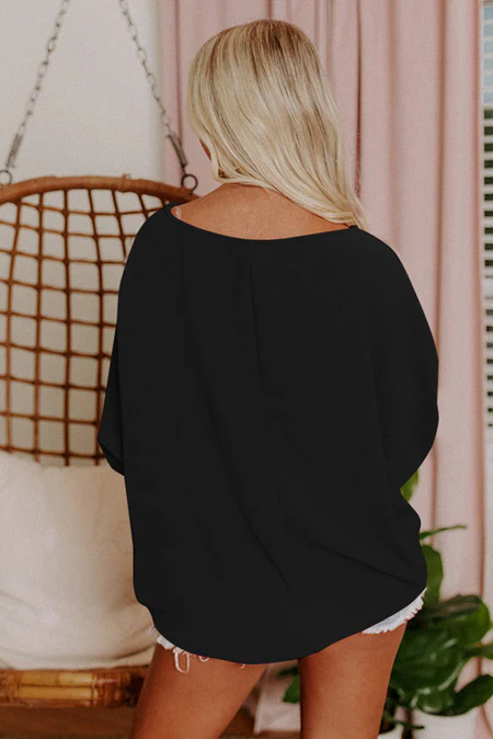 White Plain & Casual Shirred Cuffs Half Sleeve Top - Image 4