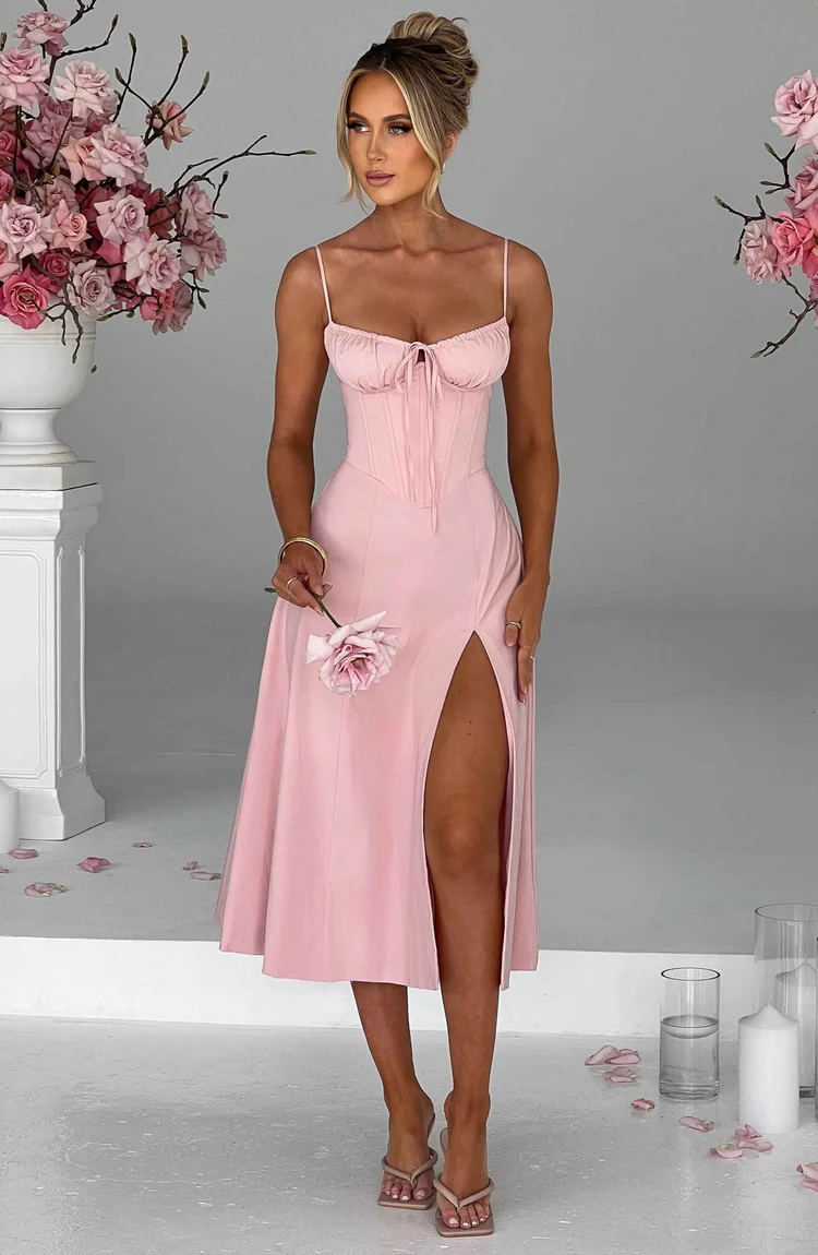 Delilah Midi Dress - Blush - Image 5