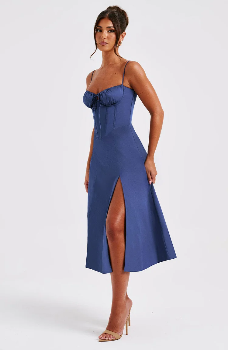 Delilah Midi Dress - Navy - Image 4