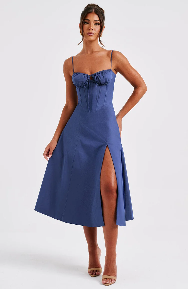 Delilah Midi Dress - Navy - Image 2