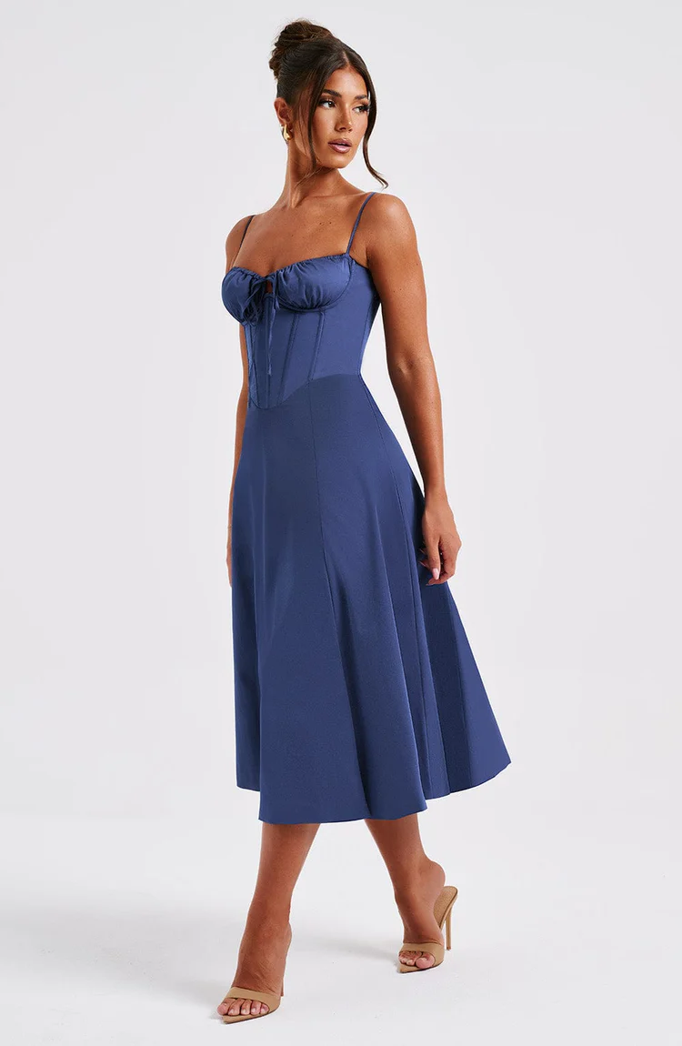 Delilah Midi Dress - Navy - Image 3
