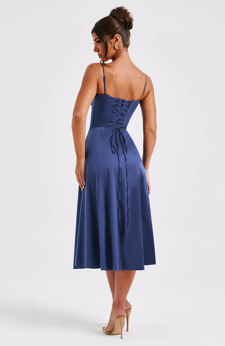 Delilah Midi Dress - Navy - Image 5