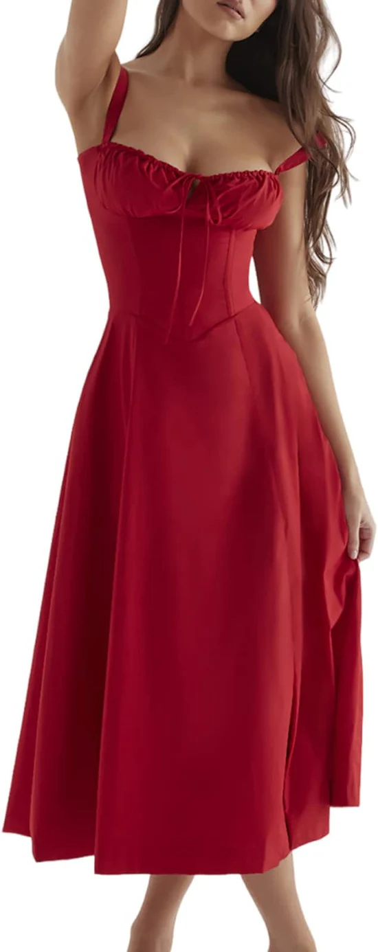 Delilah Midi Dress - Red - Image 2