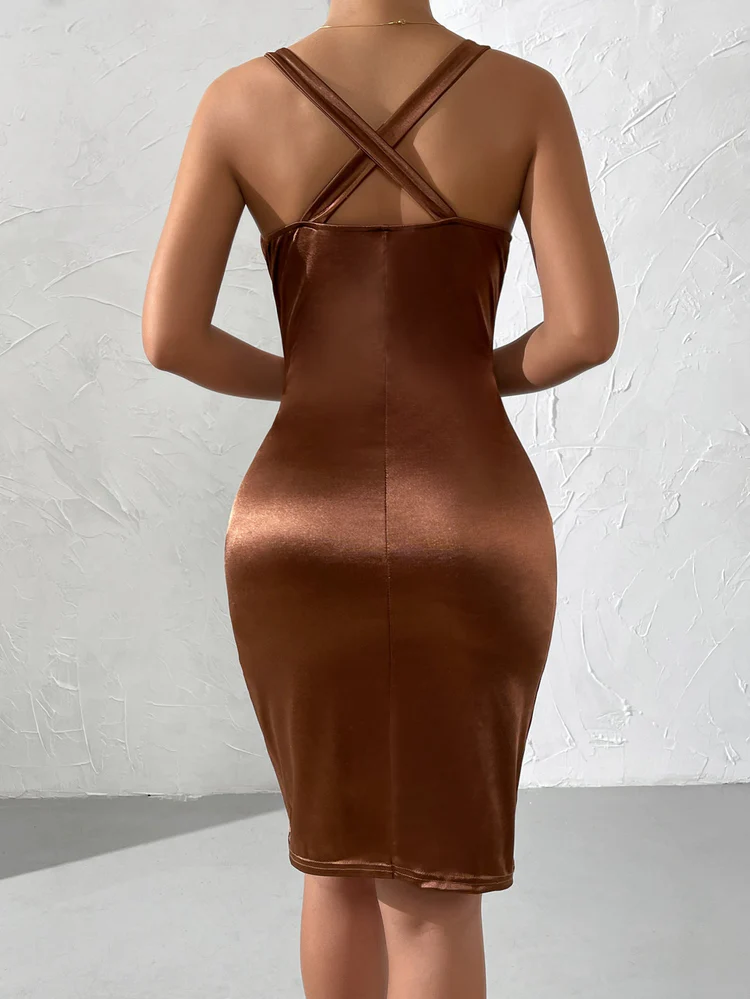 Helga Mini Dress - Chocolate - Image 3