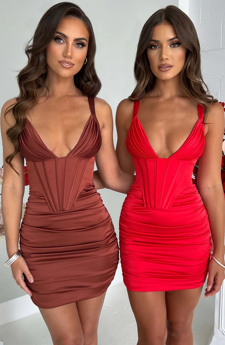 Izabella Mini Dress - Rust - Image 2
