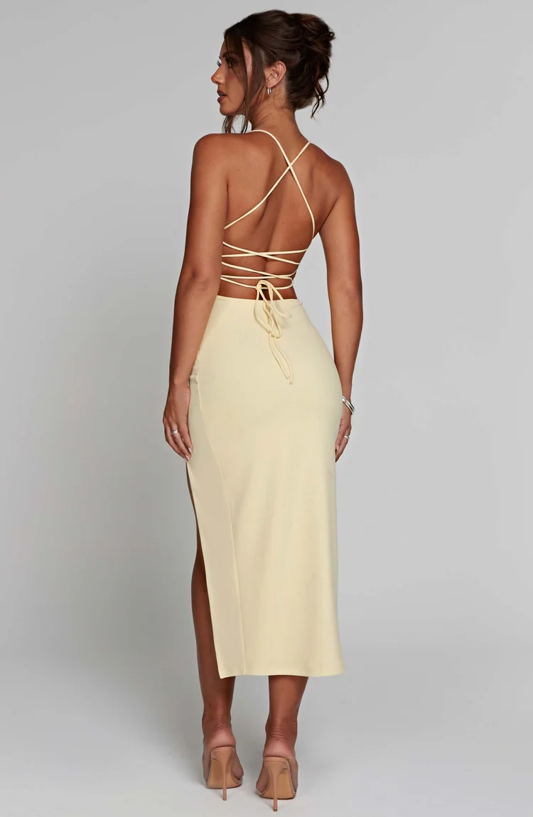 Kiara Midi Dress - Lemon - Image 4