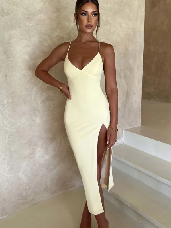 Kiara Midi Dress - Lemon