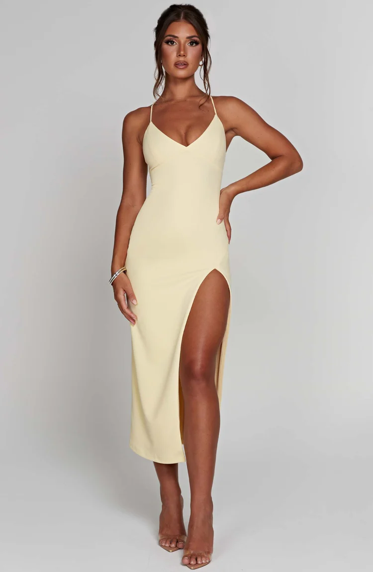 Kiara Midi Dress - Lemon - Image 2