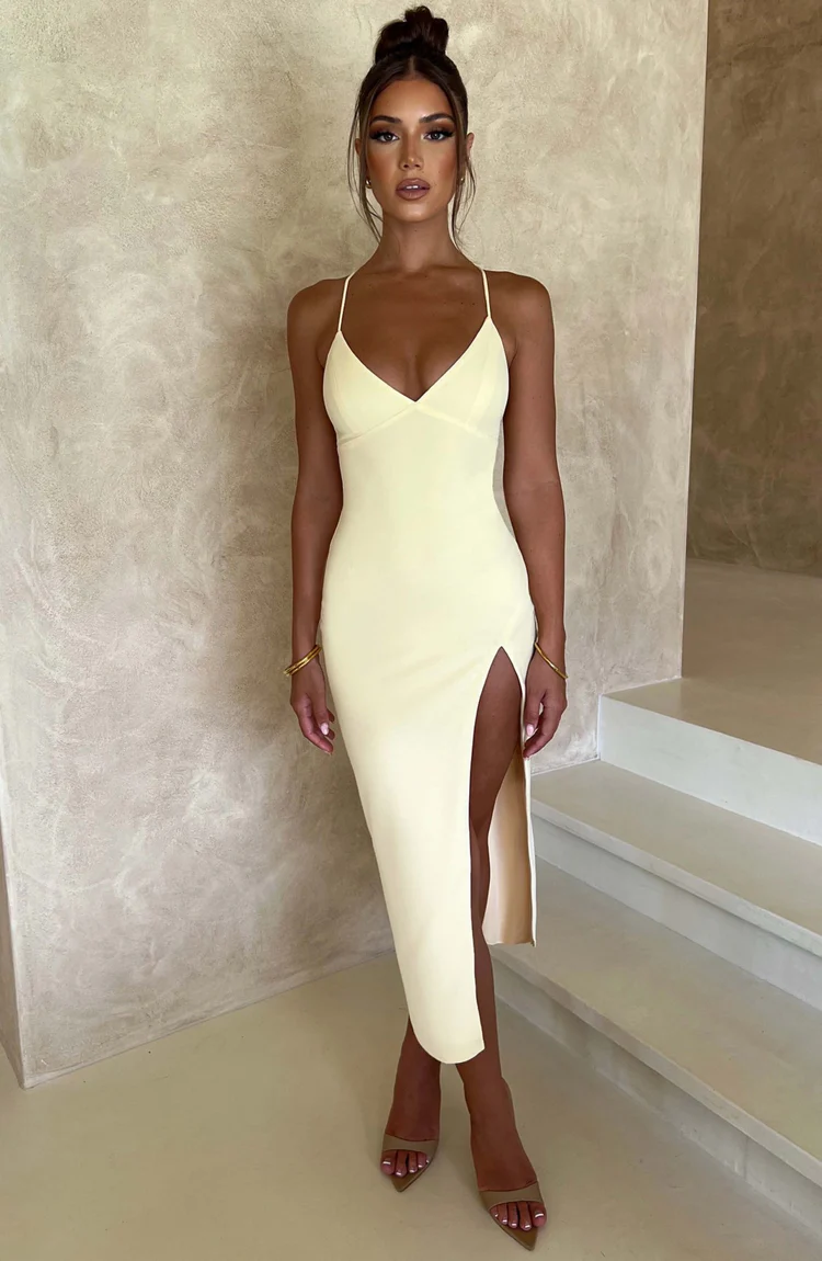 Kiara Midi Dress - Lemon - Image 5