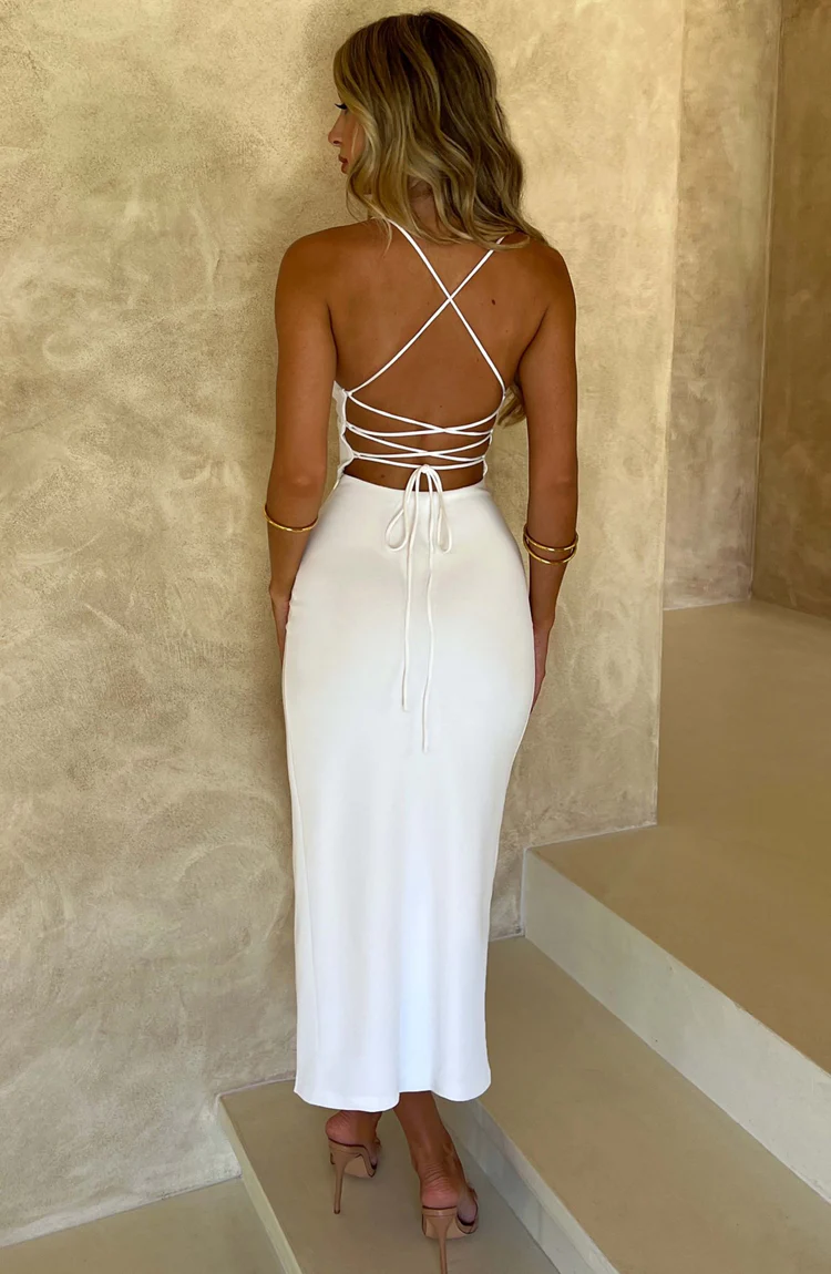 Kiara Midi Dress - White - Image 6