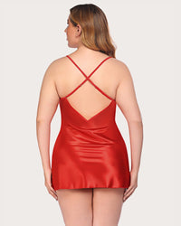 Lace V Neck Satin Nightwear - Image 3