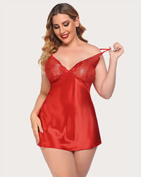 Lace V Neck Satin Nightwear - Image 4