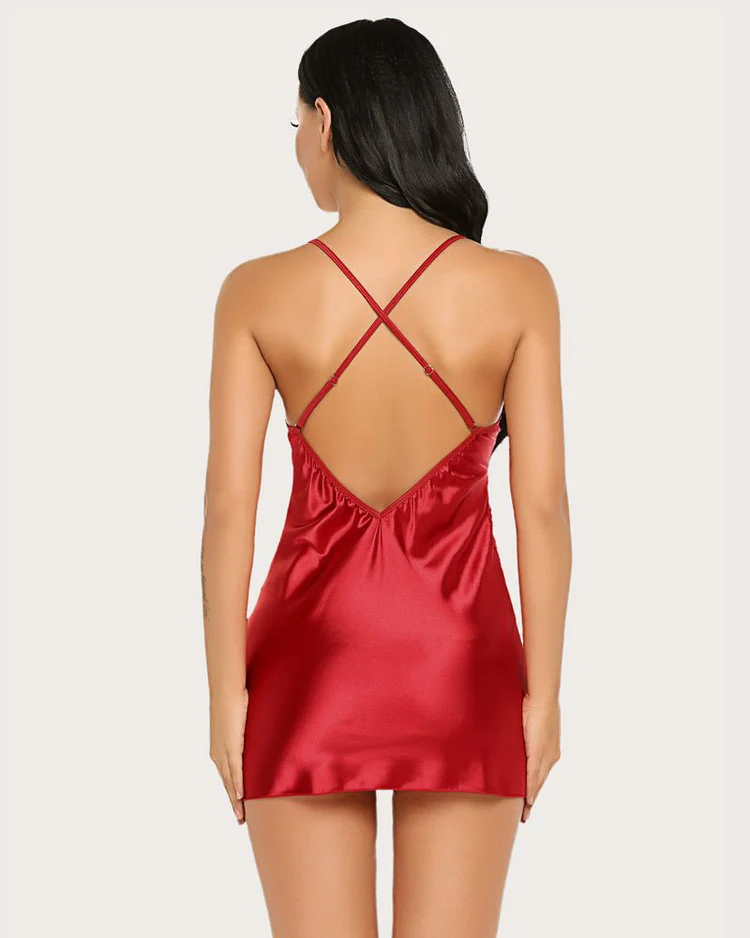Lace V Neck Satin Nightwear - Image 21