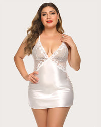 Lace V Neck Satin Nightwear - Image 18