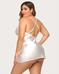 Lace V Neck Satin Nightwear - Image 17