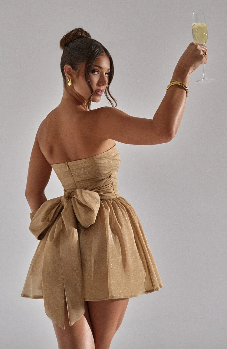 Melinda Mini Dress - Gold Sparkle - Image 2
